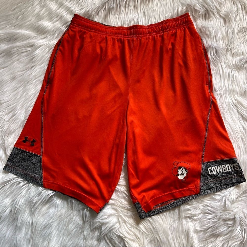 Under Armour Shorts OSU Cowboys Orange Gray Size Large Men Lightweight Pull-on